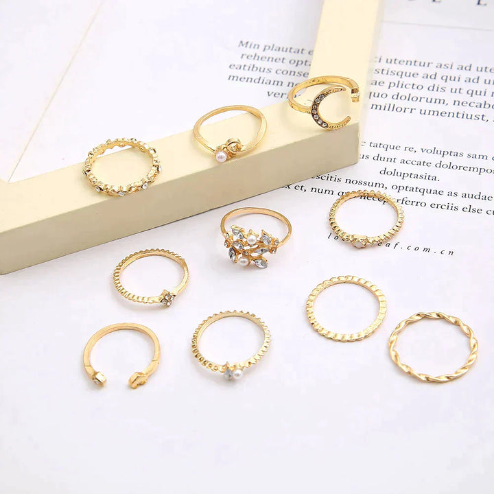 10-Pack Boheemse Zilver en Goud Vergulde Ringen