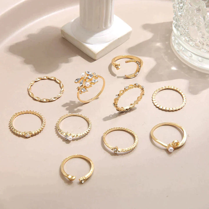 10-Pack Boheemse Zilver en Goud Vergulde Ringen