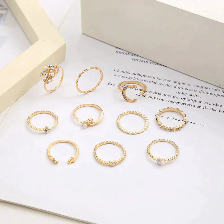 10-Pack Boheemse Zilver en Goud Vergulde Ringen