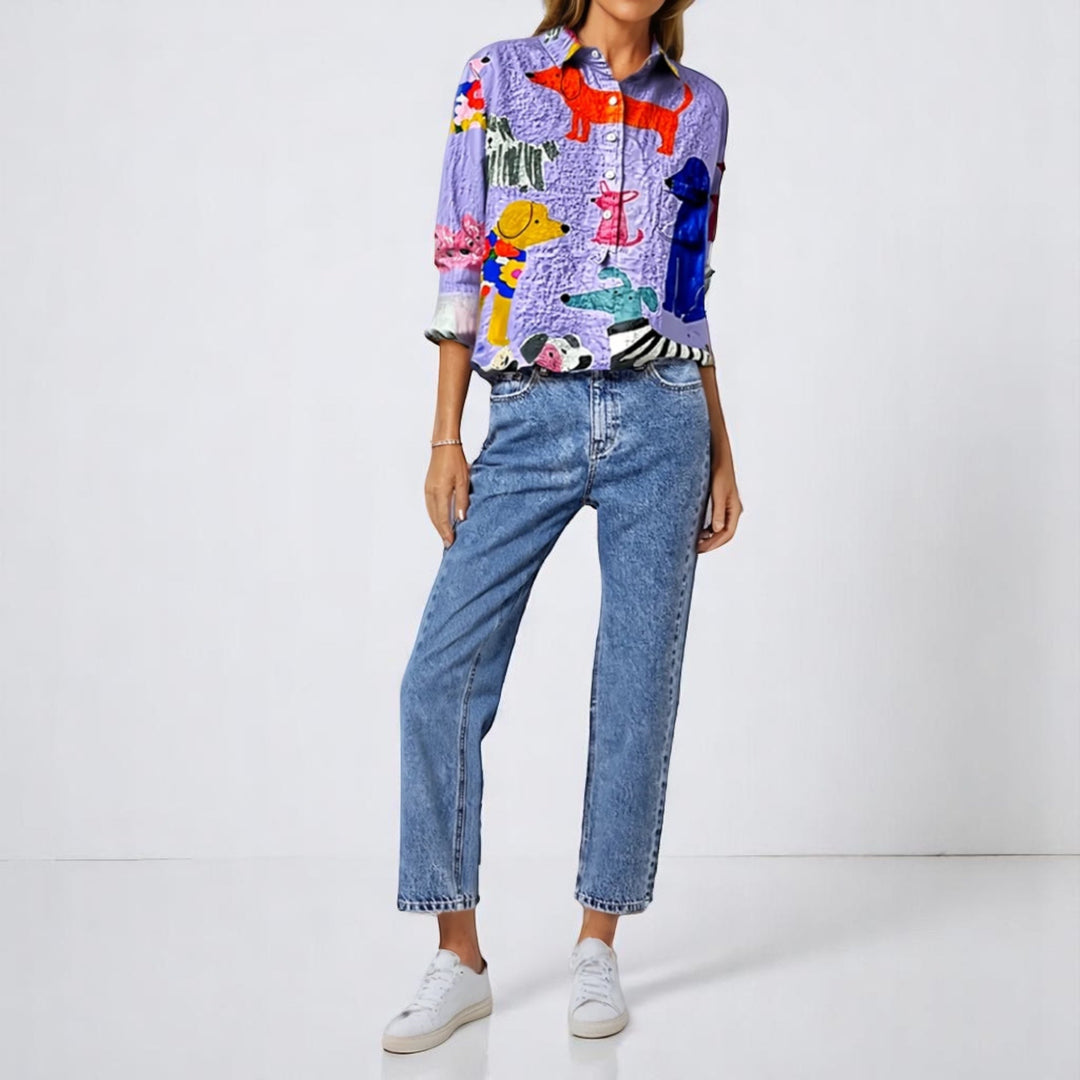 Opulente™ | Damesblouse met Hondenprint