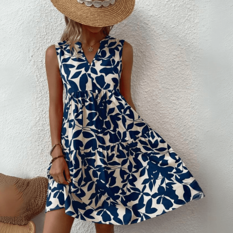 Nora trapeze jurk met halflange mouwen zonder mouwen