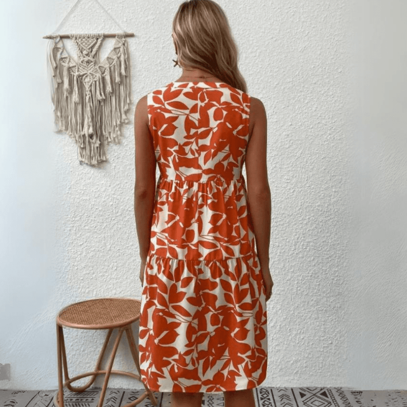 Nora trapeze jurk met halflange mouwen zonder mouwen
