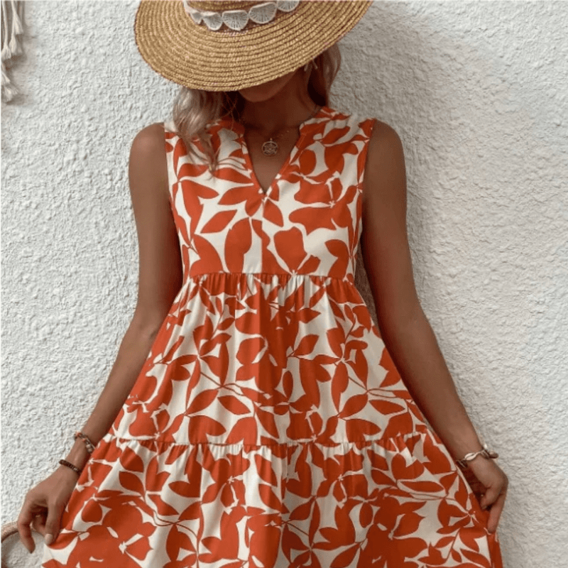 Nora trapeze jurk met halflange mouwen zonder mouwen