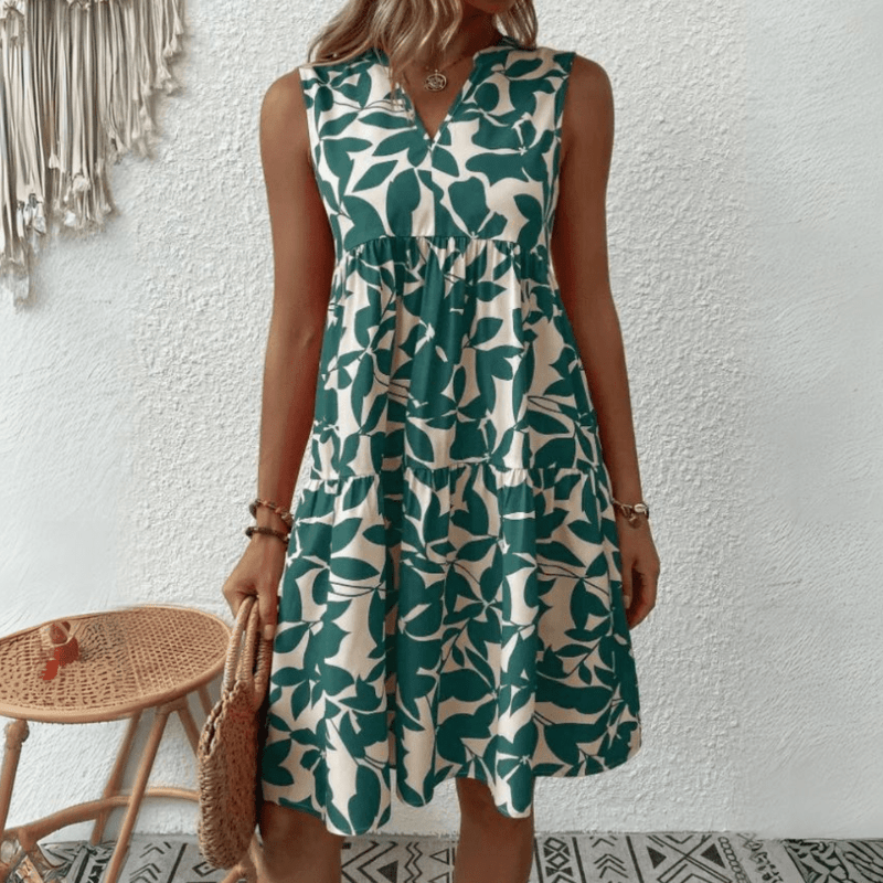 Nora trapeze jurk met halflange mouwen zonder mouwen