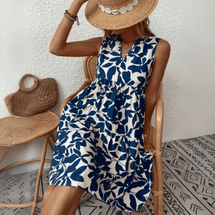 Nora trapeze jurk met halflange mouwen zonder mouwen