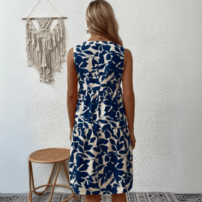Nora trapeze jurk met halflange mouwen zonder mouwen