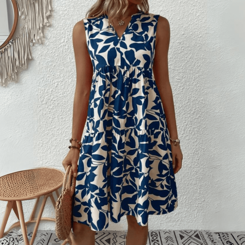 Nora trapeze jurk met halflange mouwen zonder mouwen