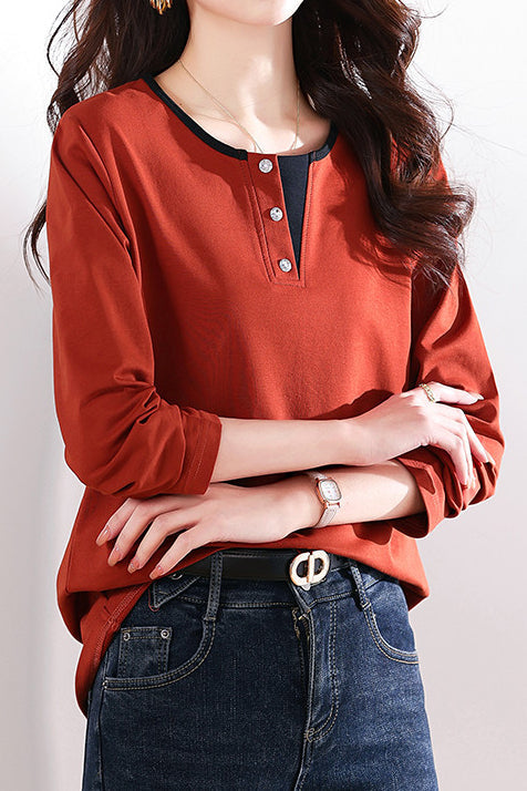 Effen gekleurd langemouwen T-shirt