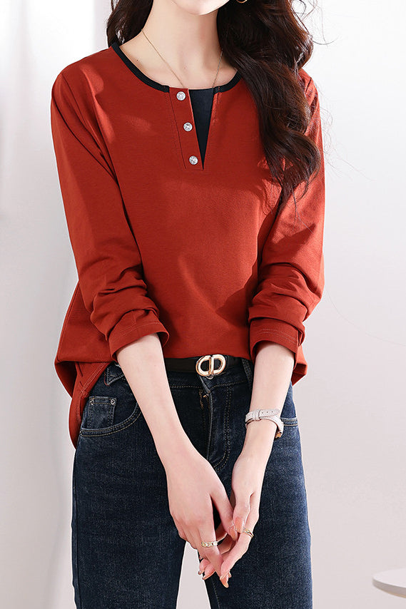 Effen gekleurd langemouwen T-shirt
