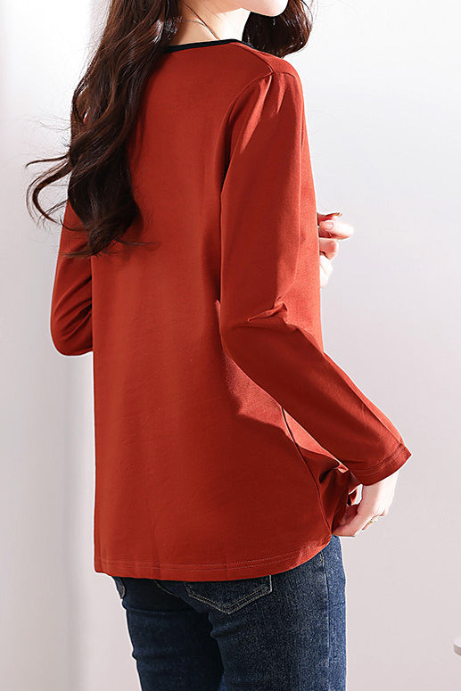 Effen gekleurd langemouwen T-shirt