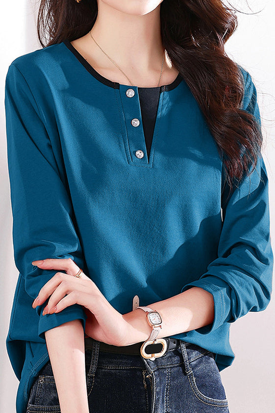 Effen gekleurd langemouwen T-shirt
