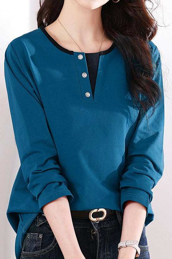 Effen gekleurd langemouwen T-shirt