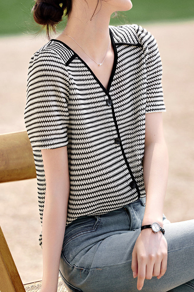 Gestreept V-hals Shirt