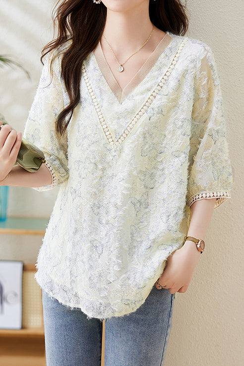 V-hals Vlinderprint Shirt