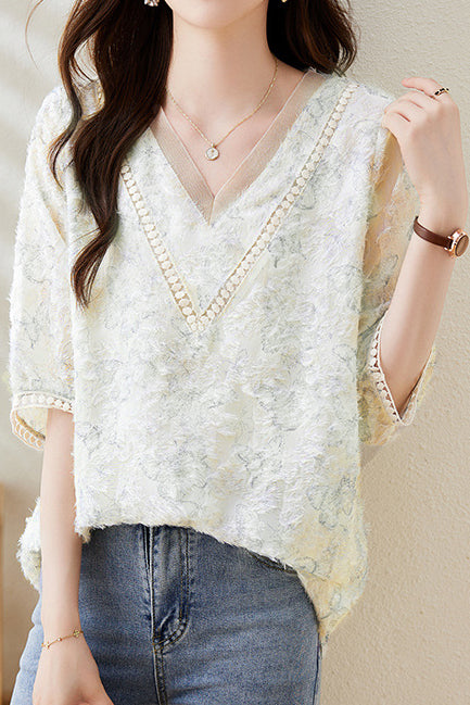 V-hals Vlinderprint Shirt