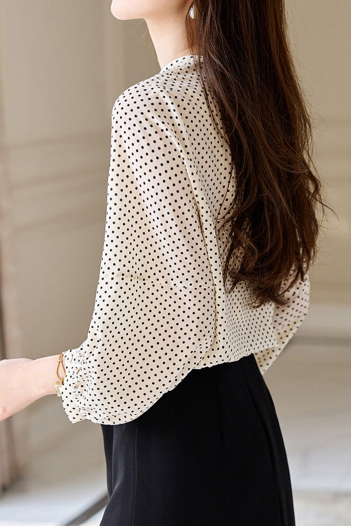 Casual Shirt met Ronde Hals en Stippen