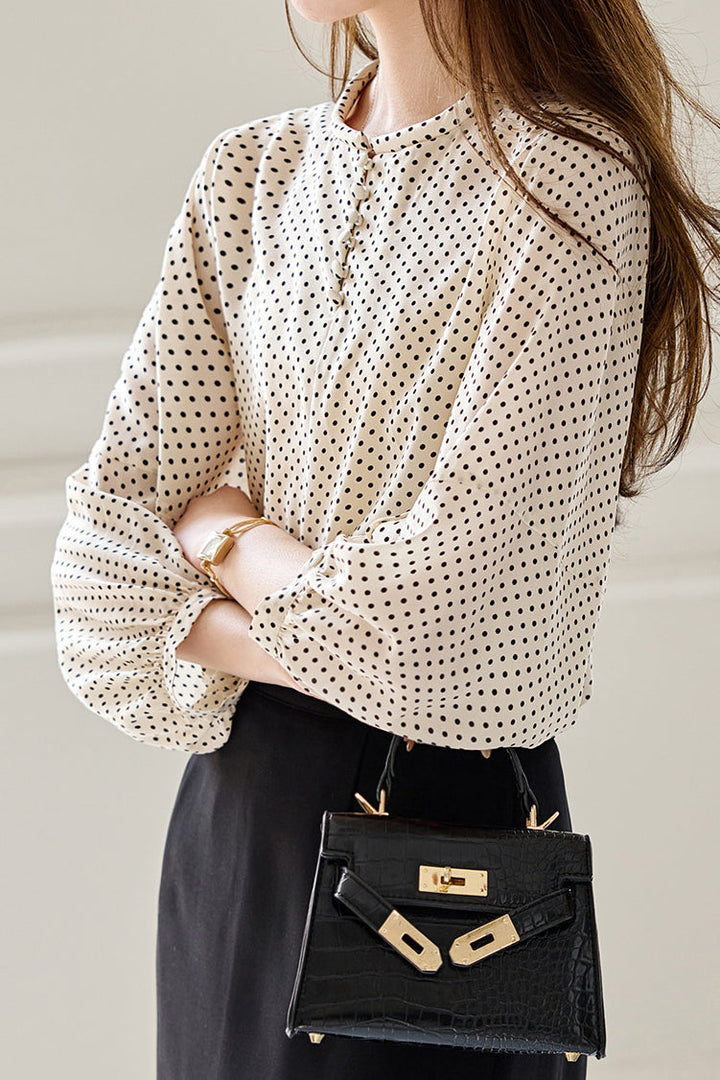 Casual Shirt met Ronde Hals en Stippen