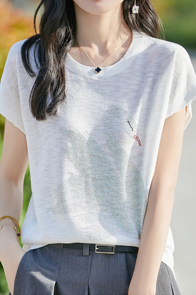 Stijlvol T-shirt met Zwaan print
