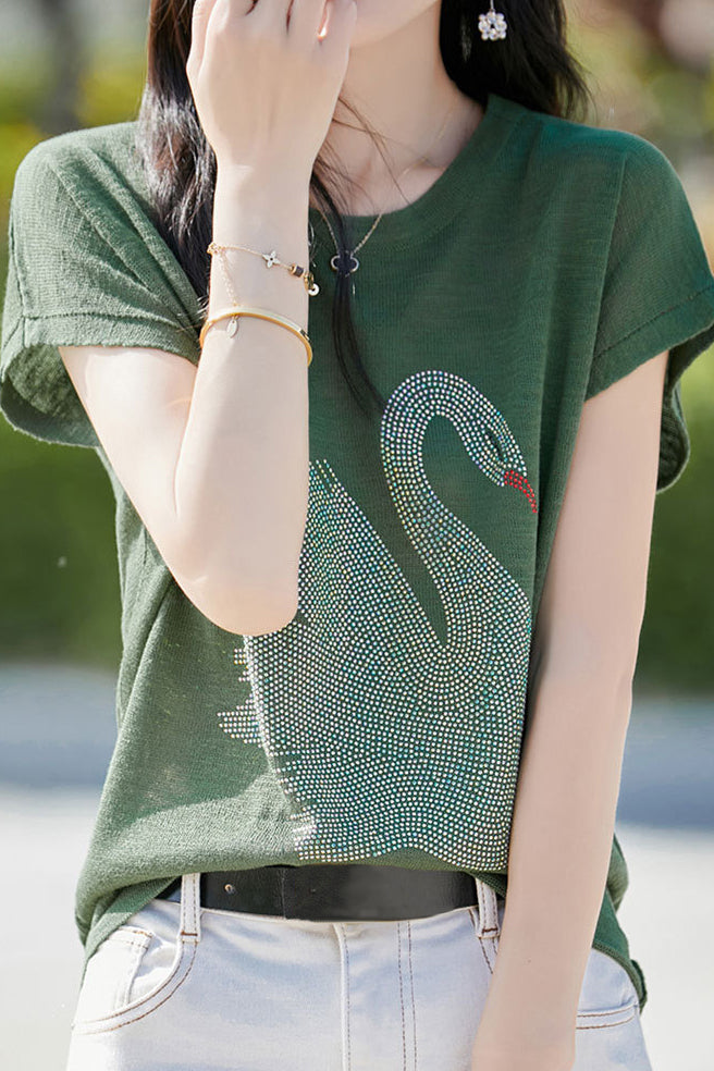 Stijlvol T-shirt met Zwaan print