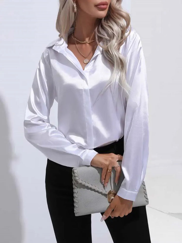 ROMY | Satijnen V-Hals Blouse