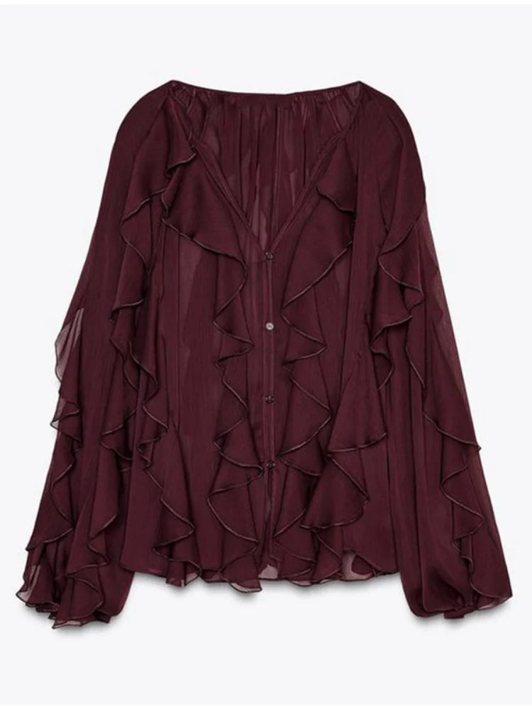 Sophia | Oversized Flared Sleeve Blouse met V-Hals