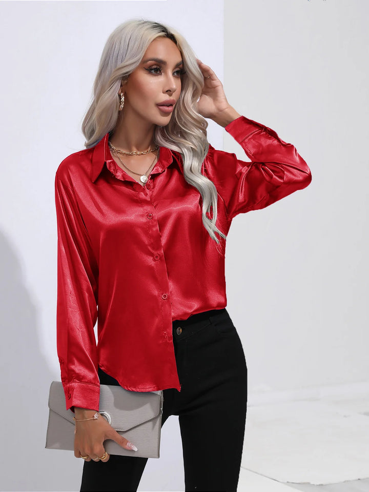 ROMY | Satijnen V-Hals Blouse