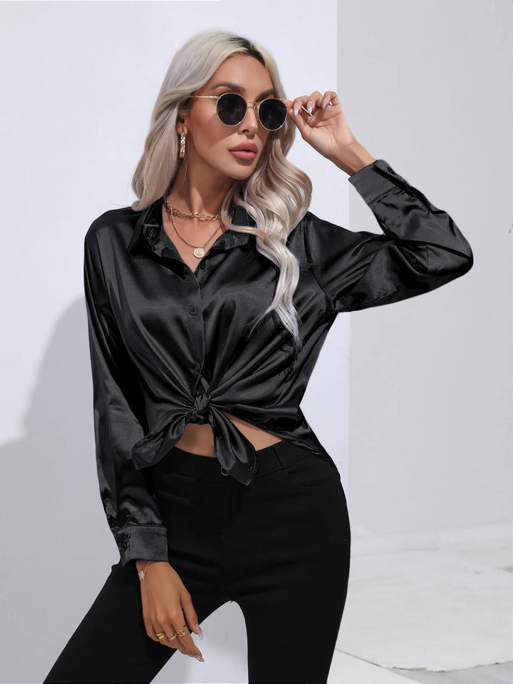 ROMY | Satijnen V-Hals Blouse