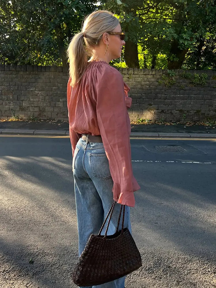 Sophia | Oversized Flared Sleeve Blouse met V-Hals