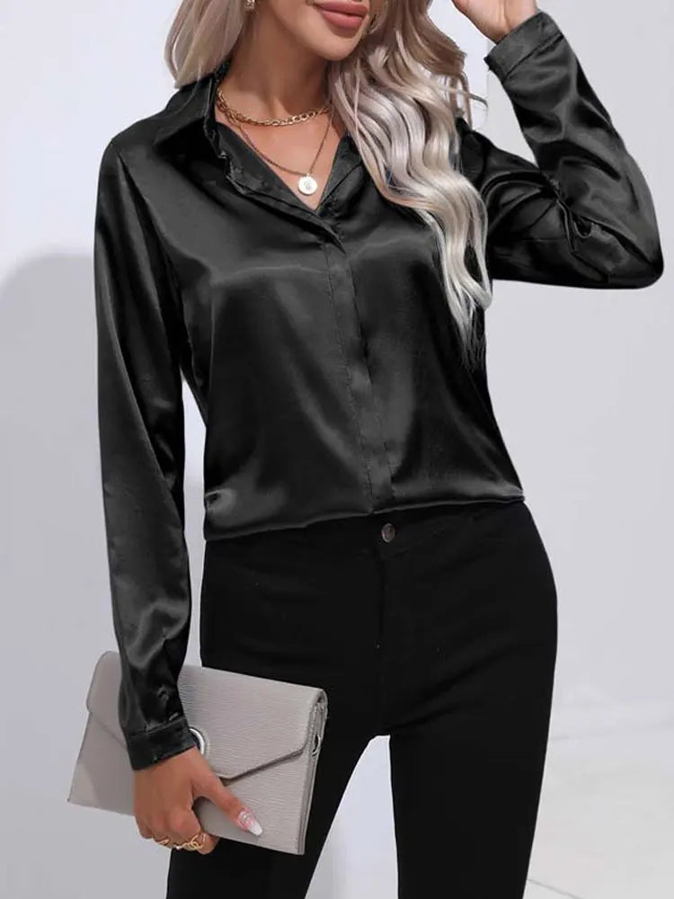 ROMY | Satijnen V-Hals Blouse