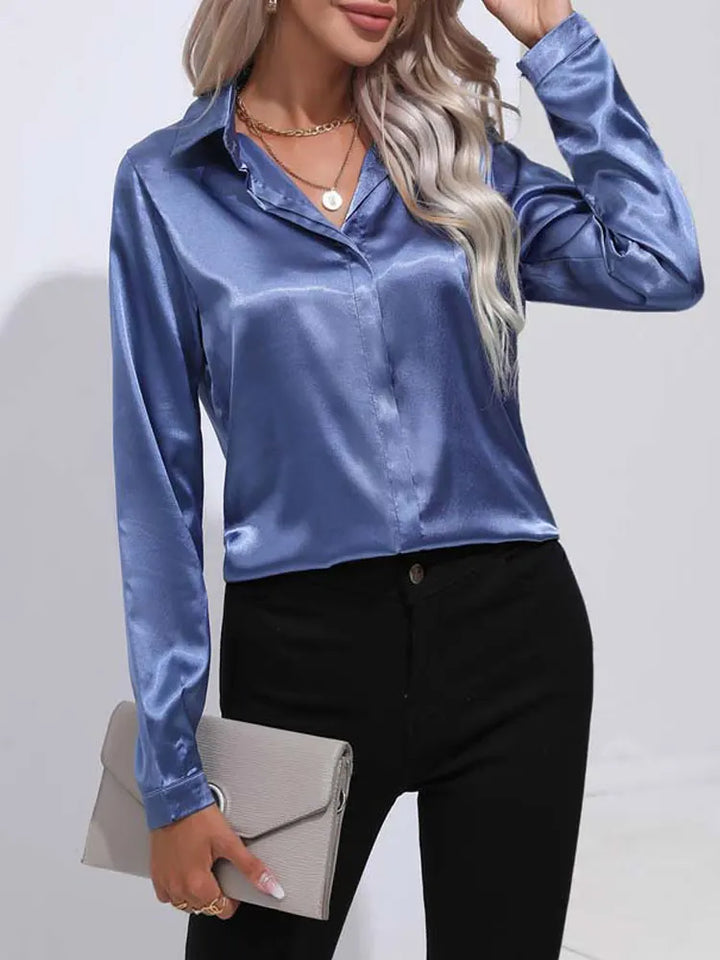 ROMY | Satijnen V-Hals Blouse