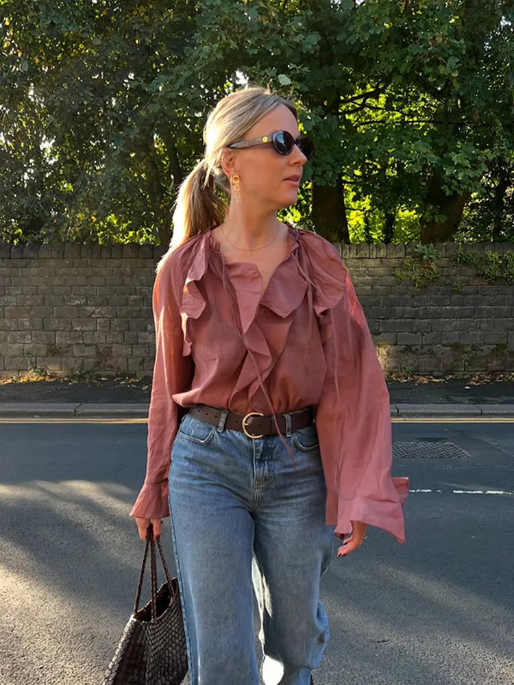 Sophia | Oversized Flared Sleeve Blouse met V-Hals