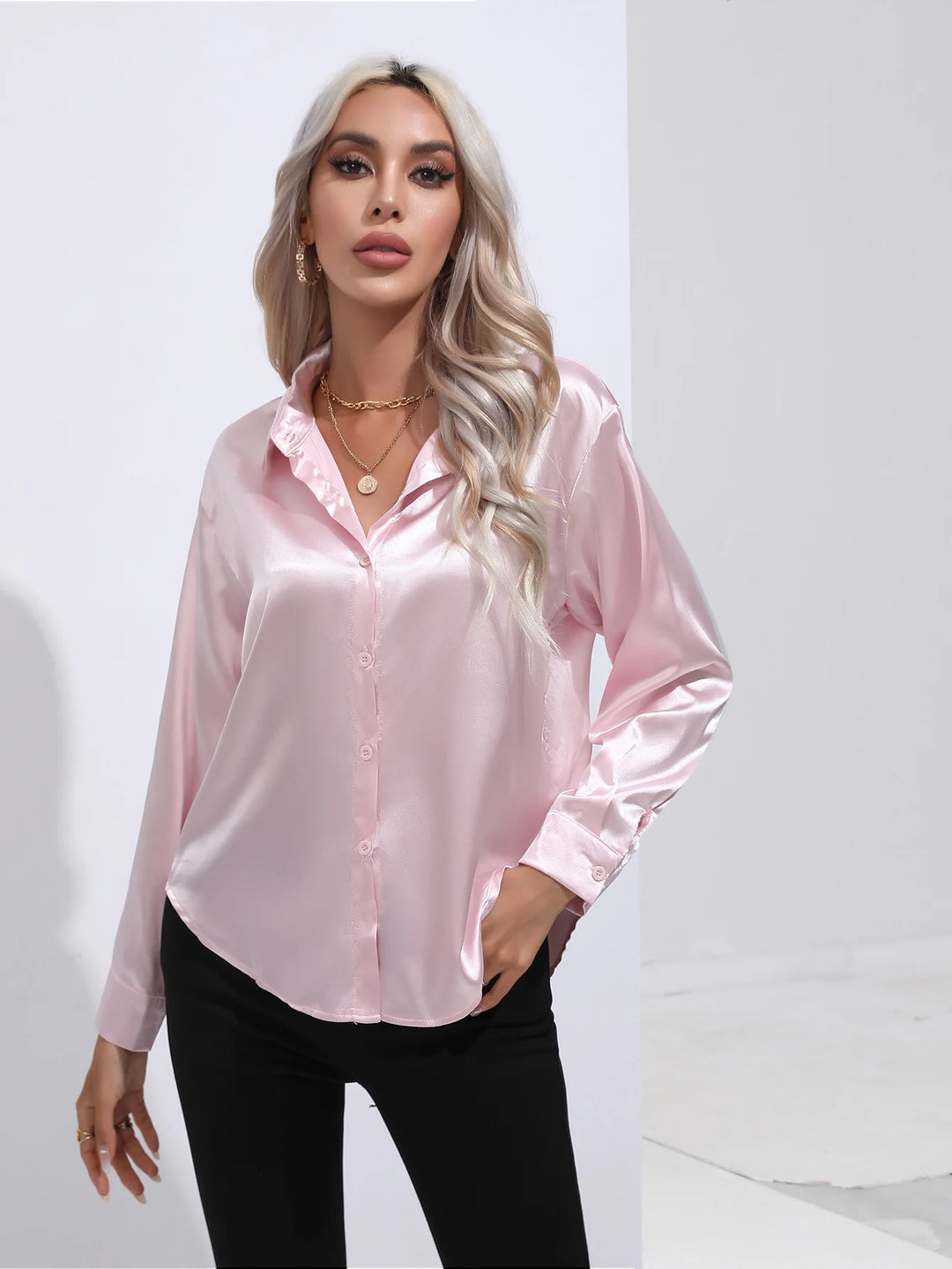 ROMY | Satijnen V-Hals Blouse