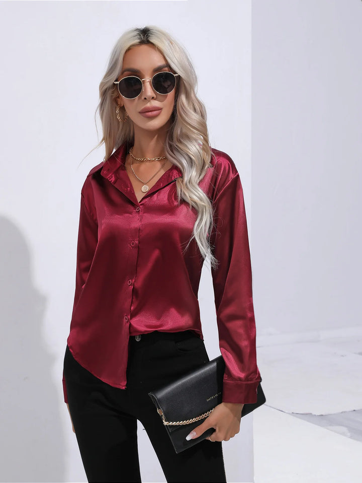 ROMY | Satijnen V-Hals Blouse