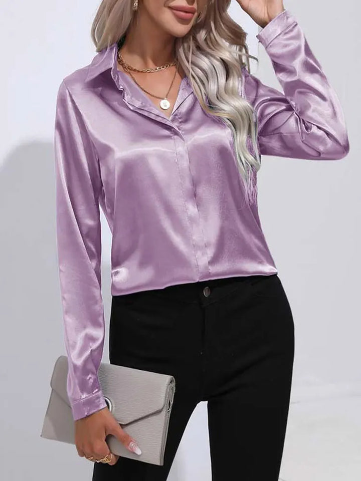 ROMY | Satijnen V-Hals Blouse