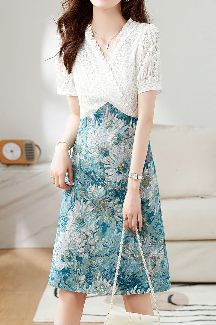 Lange Jurk met Zonnebloemprint