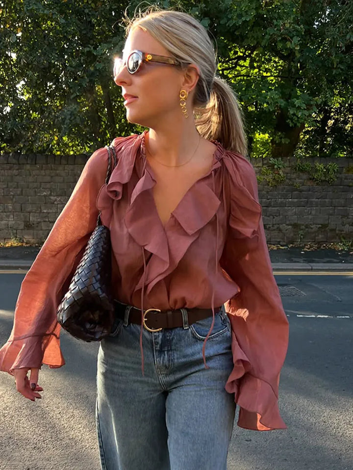 Sophia | Oversized Flared Sleeve Blouse met V-Hals