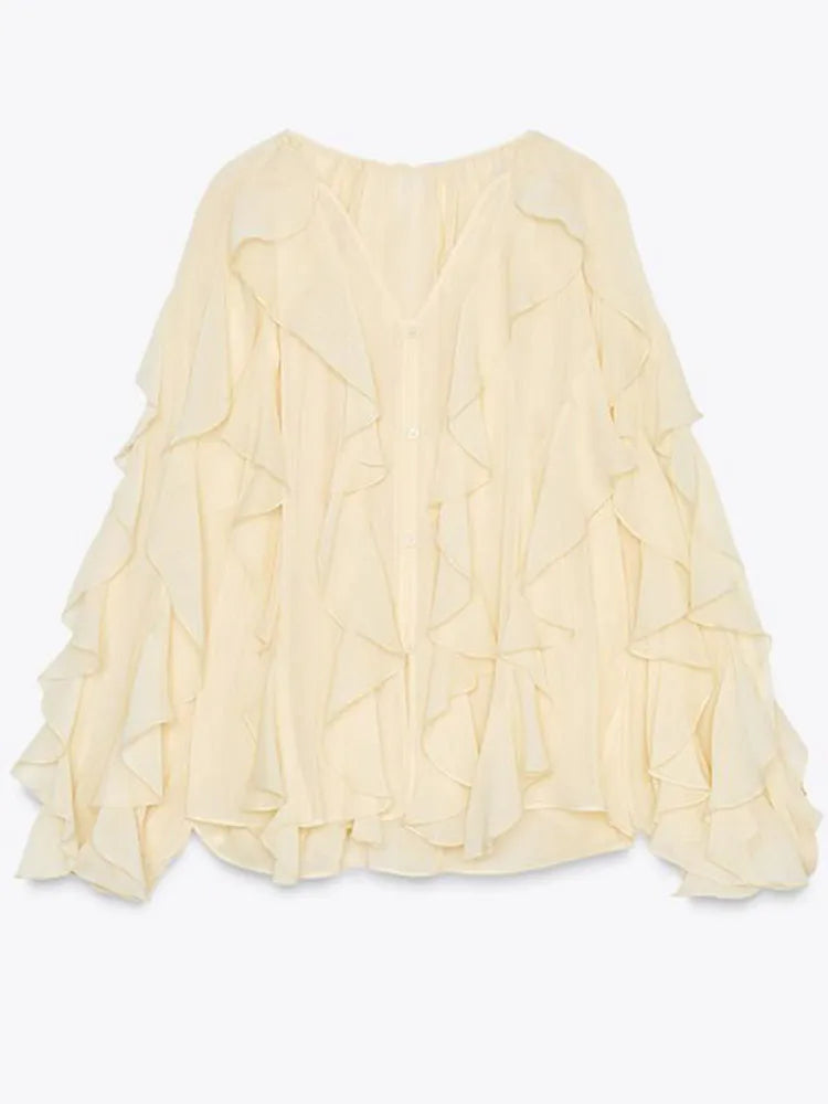 Sophia | Oversized Flared Sleeve Blouse met V-Hals