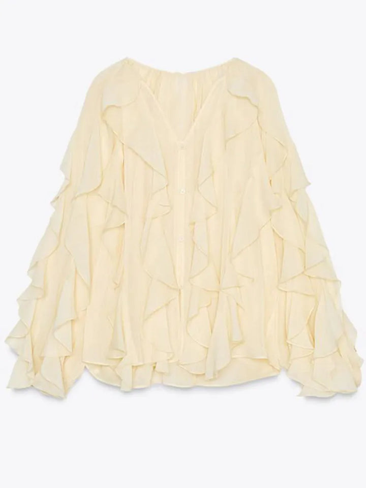 Sophia | Oversized Flared Sleeve Blouse met V-Hals