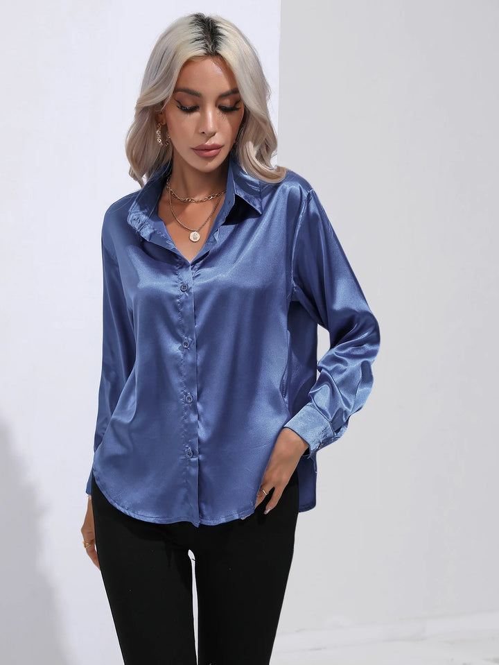 ROMY | Satijnen V-Hals Blouse