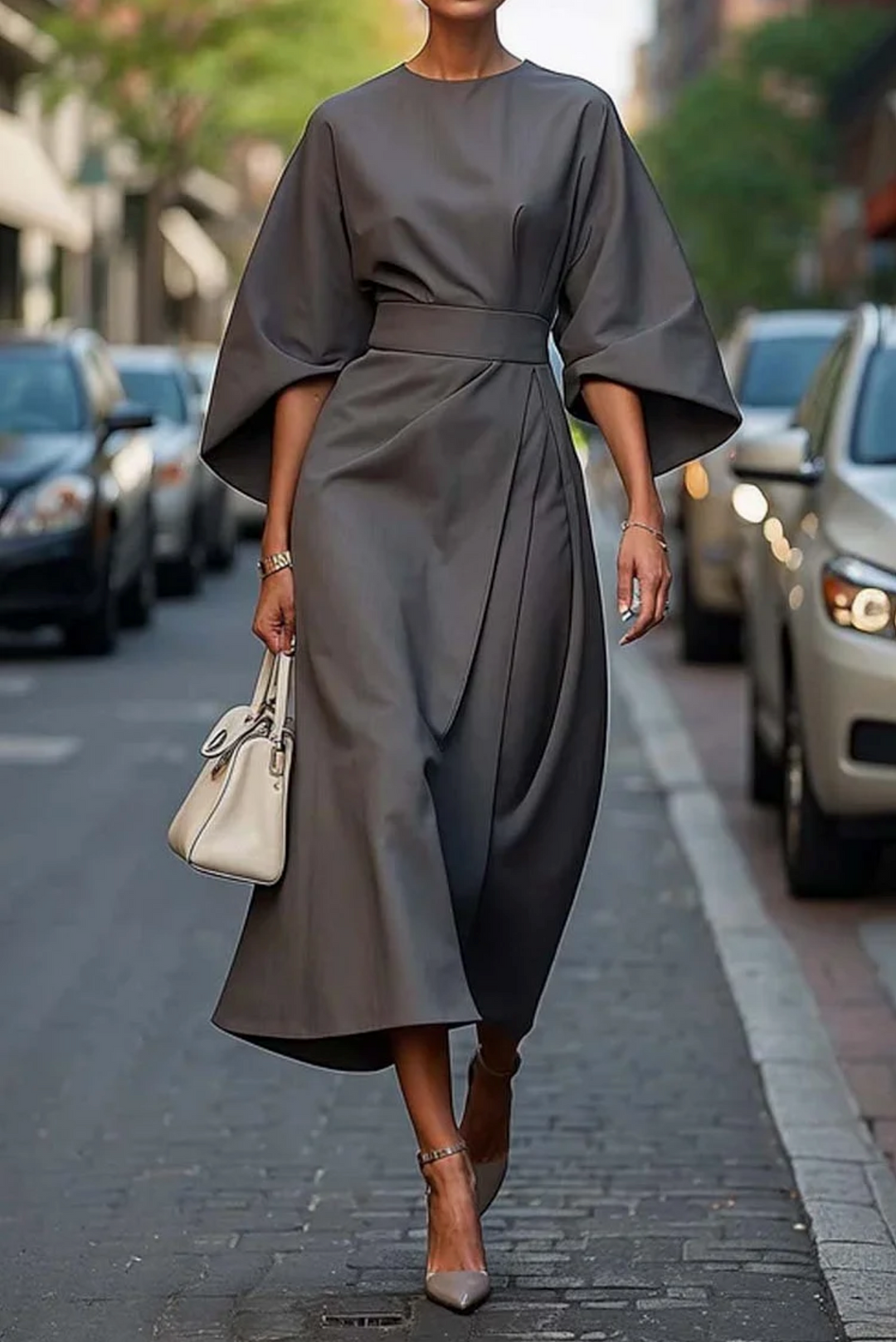 MONIQUE - ELEGANTE JURK MET LANTAARNMOUWEN