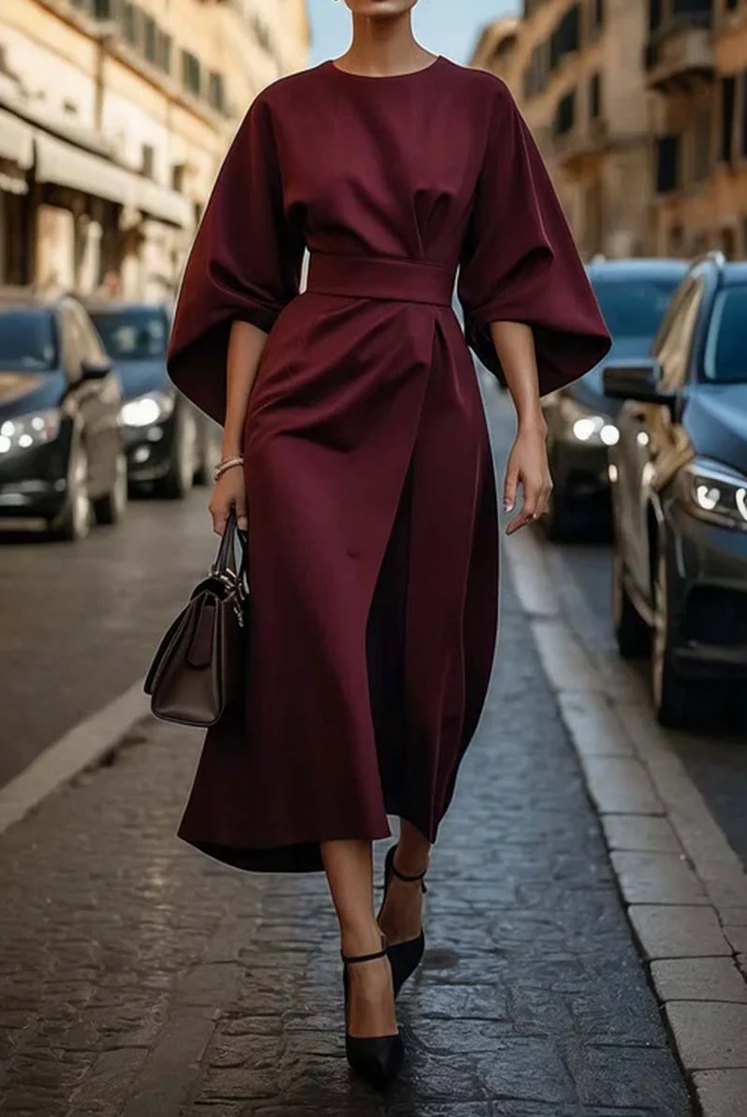 MONIQUE - ELEGANTE JURK MET LANTAARNMOUWEN