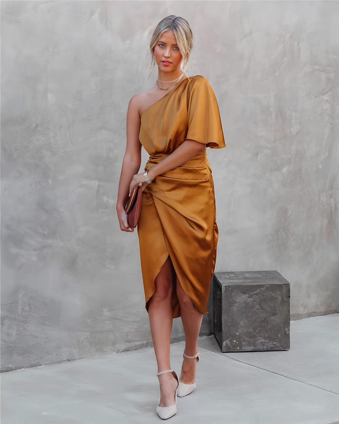 Noémie elegante jurk met één mouw