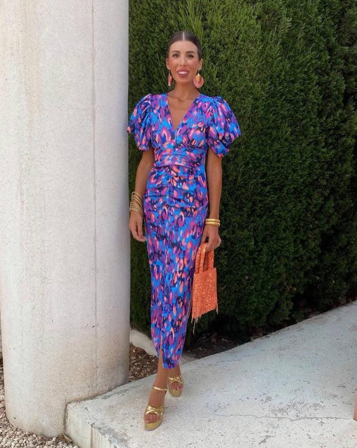 Loren - Cheerful Puff Sleeve Dress
