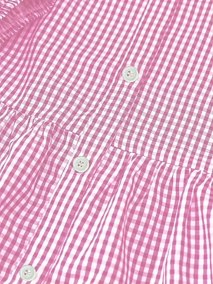 Rose | Gingham Button-Up Tiered Dress