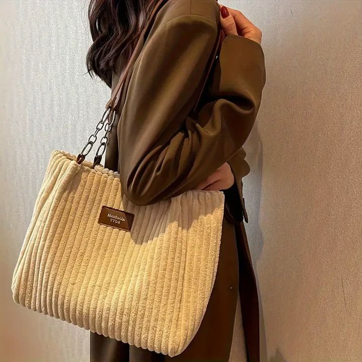 Layla™ - Elegante Corduroy Tote Bag