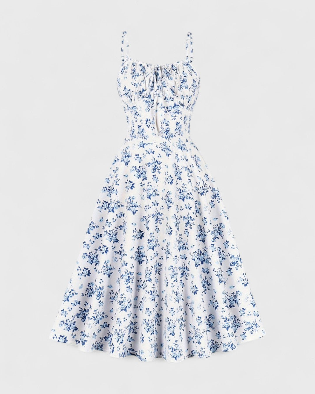 Margaux zomerjurk met spaghettibandjes en vintage bloemenprint