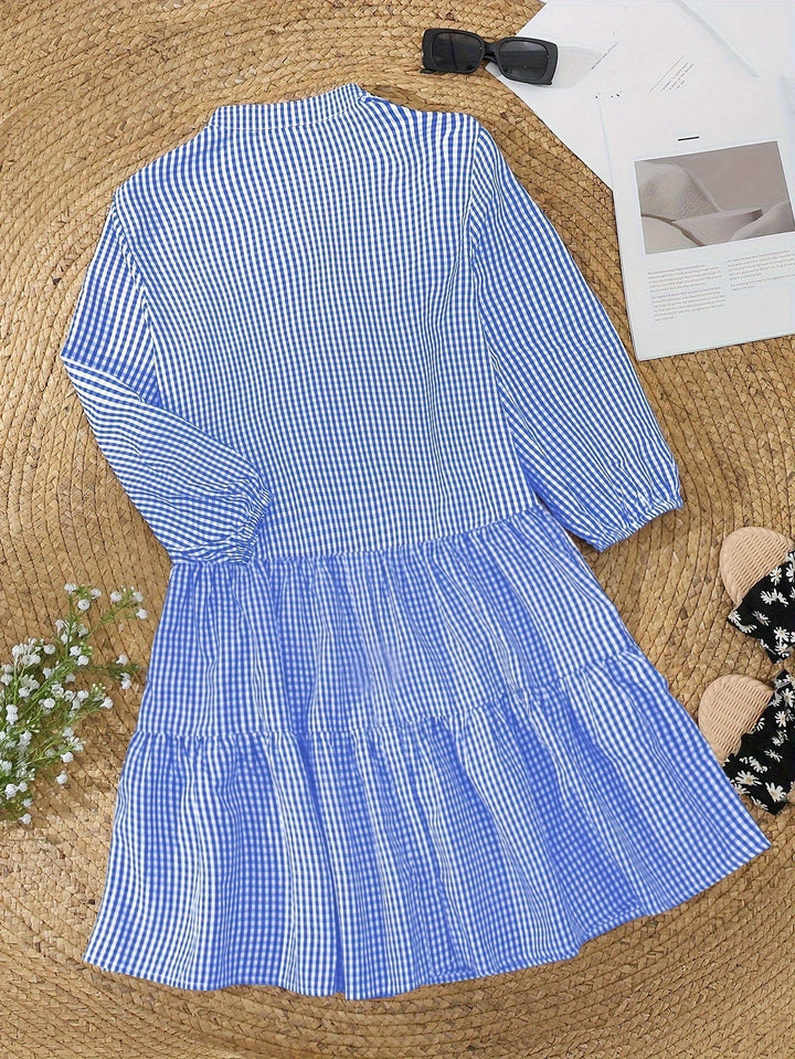 Rose | Gingham Button-Up Tiered Dress