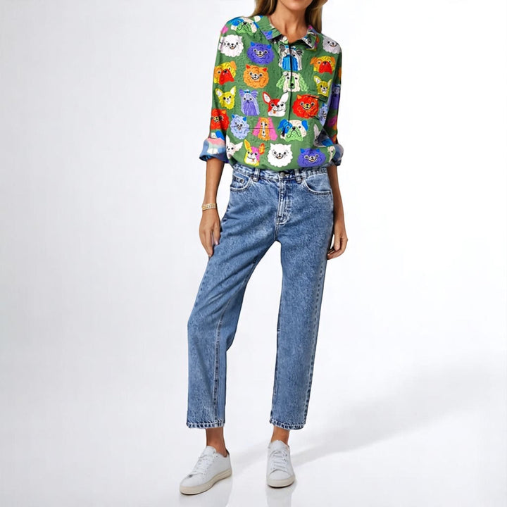 Opulente™ | Damesblouse met Hondenprint