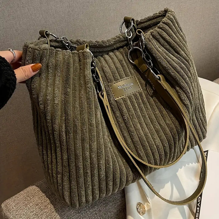 Layla™ - Elegante Corduroy Tote Bag