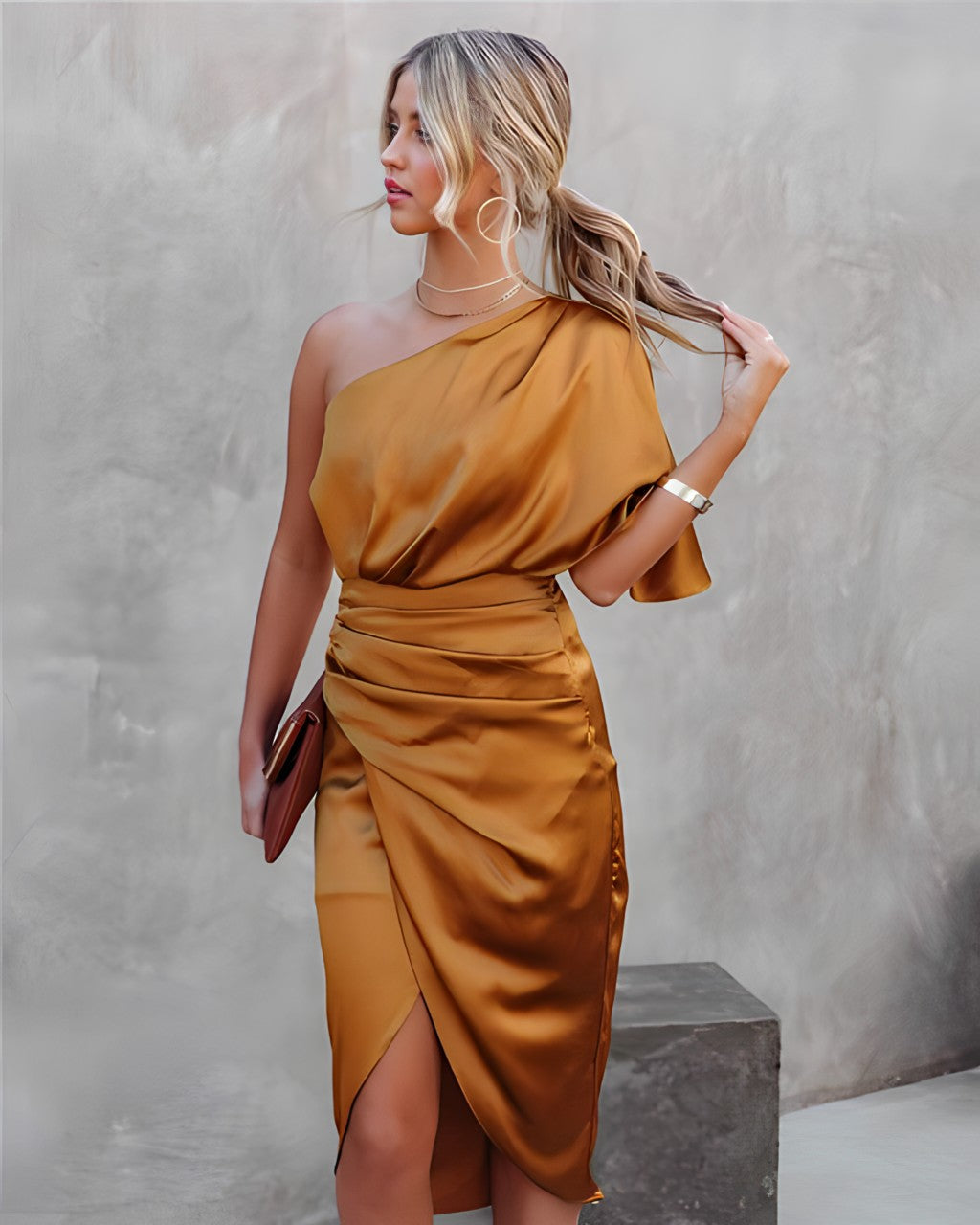 Noémie elegante jurk met één mouw